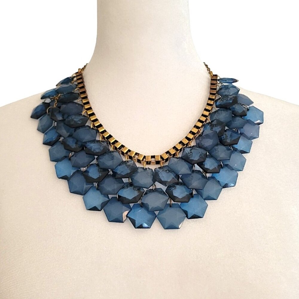 Vintage 90s Layered Bold Retro Turquoise Resin Necklace